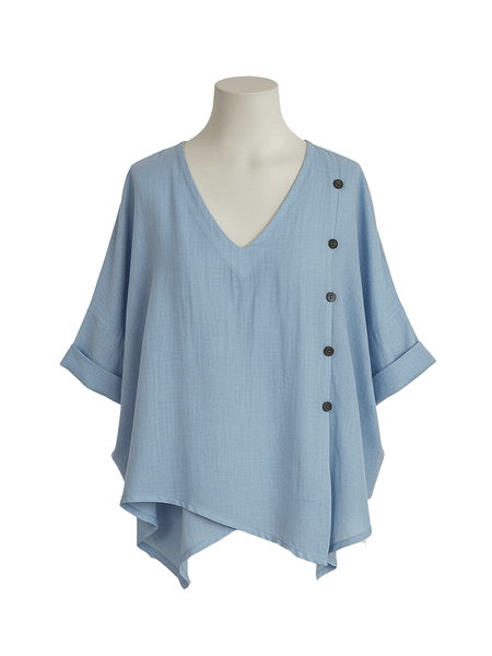 Yl&auml;osa ODETTE pellavapusero vaaleansininen